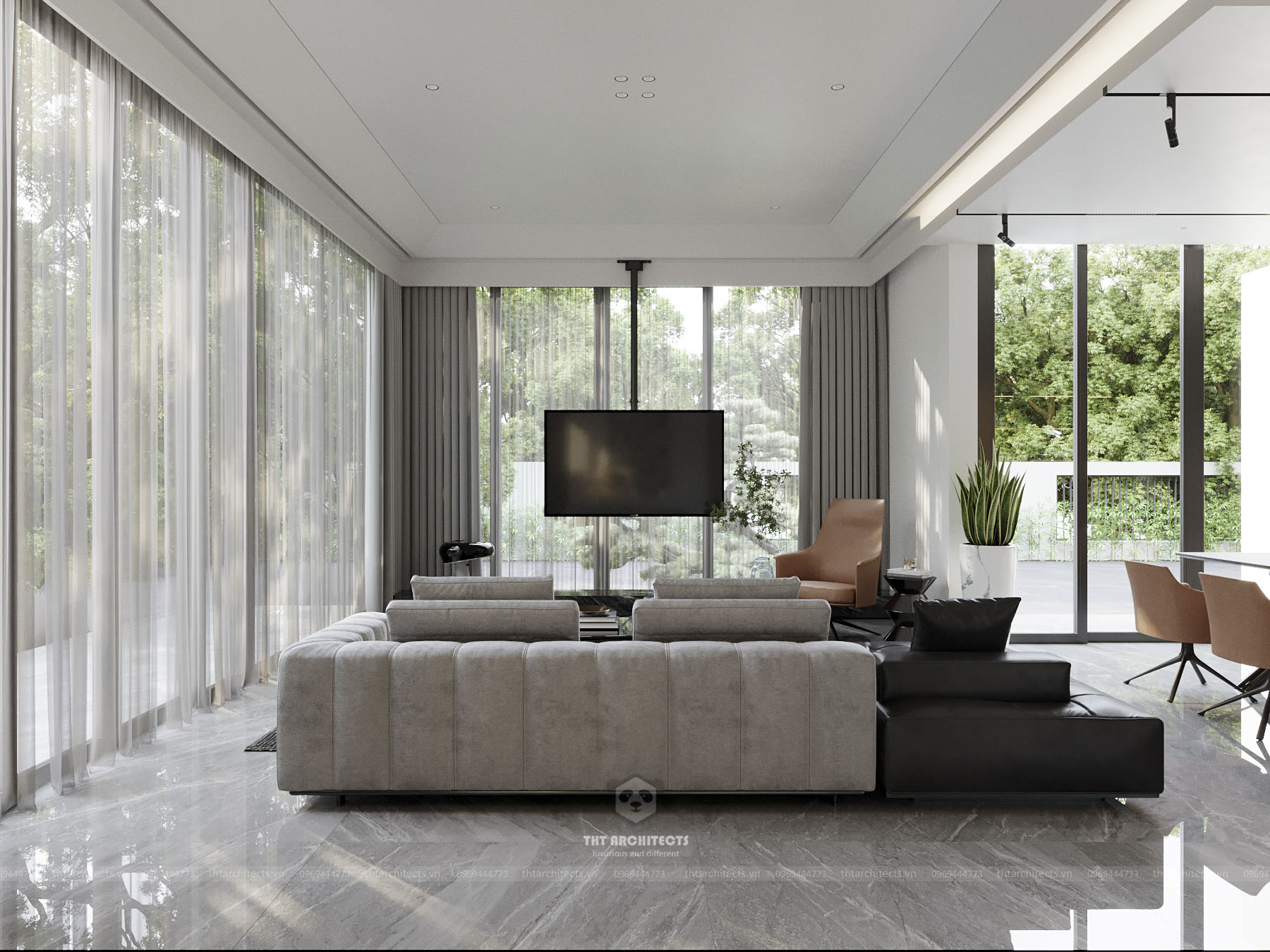 tht architects - Trường villa Bình Thuận - phòng khách bếp 03